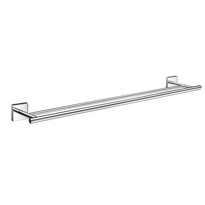 B&Q -  Polished Chrome Double Towel Rail 64.8Cm/25.5" Wall Mounted With Concealed Screws Bathroom Towel Holder