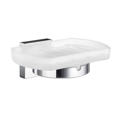 Smedbo Frosted Glass Soap Dish Tray And Polished Chrome Wall Mounted Holder With Concealed Screws For Bath Shower Bathroom from B&Q