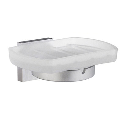 Smedbo Frosted Glass Soap Dish Tray And Brushed Chrome Wall Mounted Holder With Concealed Screws For Bath Shower Bathroom from B&Q