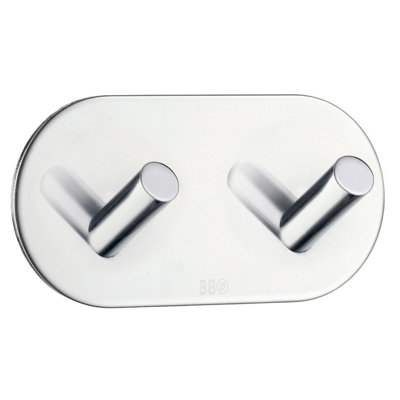 BeslagsbodenDesign Double Hook In Polished Stainless Steel Self-Adhesive from B&Q