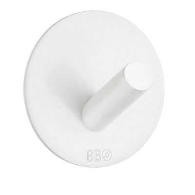 BeslagsbodenDesign Single Hook In Matt White Stainless Steel Self-Adhesive from B&Q