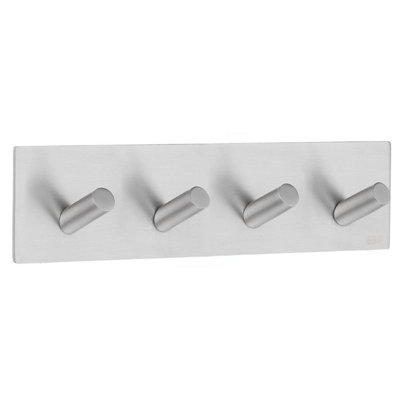 B&Q - BeslagsbodenDesign Quadruple Hook In Brushed Stainless Steel Self-Adhesive