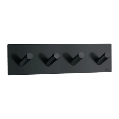 BeslagsbodenDesign Quadruple Hook In Matt Black Stainless Steel Self-Adhesive from B&Q