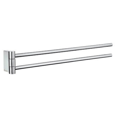 B&Q -  Polished Chrome Swing Arm Double Towel Rail 40Cm/15.7" Wall Mounted With Concealed Screws Bathroom Towel Holder