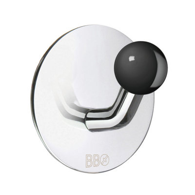 BeslagsbodenDesign Single Hook In Polished Stainless Steel/black Knob Self-Adhesive from B&Q