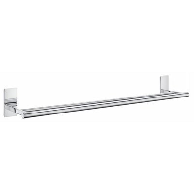 B&Q -  Polished Chrome Double Towel Rail 64.5Cm/25.4" Wall Mounted With Concealed Screws Bathroom Towel Holder