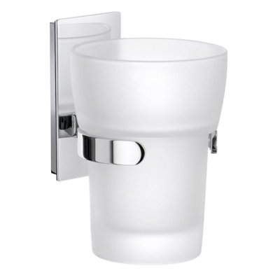 Smedbo Frosted Glass Tumbler With Polished Chrome Wall Mount Holder from B&Q