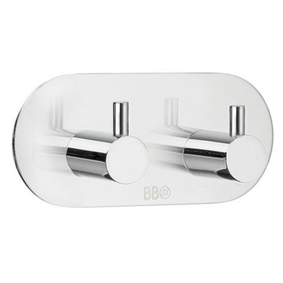 BeslagsbodenDesign Double Towel Hook In Polished Stainless Steel Self-Adhesive from B&Q