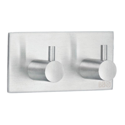 BeslagsbodenDesign Double Towel Hook In Brushed Stainless Steel Self-Adhesive from B&Q