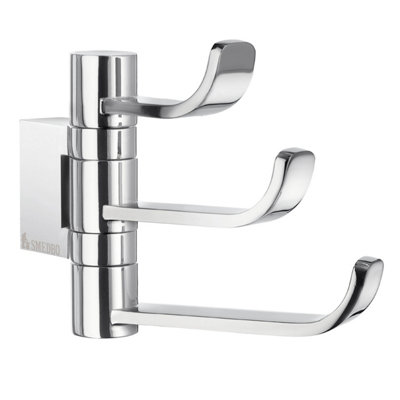 Smedbo Polished Chrome Swivel Swing Arm Triple Towel Hooks from B&Q