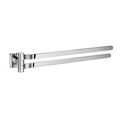 B&Q -  Polished Chrome Swing Arm Double Towel Rail 40Cm/15.7" Wall Mounted With Concealed Screws Bathroom Towel Holder