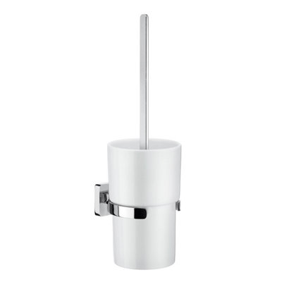 Smedbo Polished Chrome Mounted Toilet Brush And Porcelain Container from B&Q