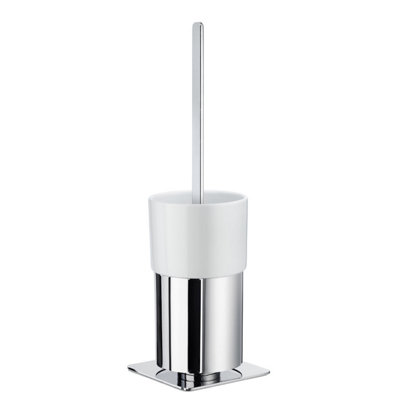Smedbo Chrome Freestanding Toilet Brush And Porcelain Container from B&Q