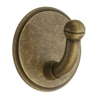 B&Q - BeslagsbodenDesign Single Hook In Antique Brass Finish Self-Adhesive