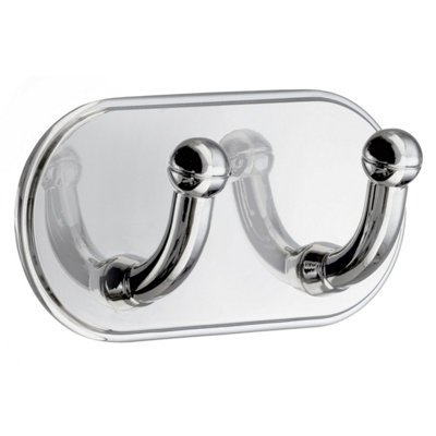 BeslagsbodenDesign Double Hook In Polished Chrome Self-Adhesive from B&Q