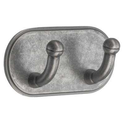 BeslagsbodenDesign Double Hook In Pewter Self-Adhesive from B&Q