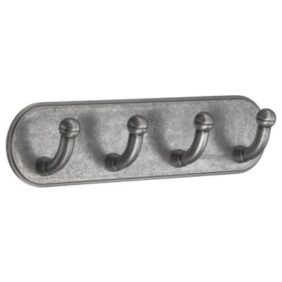 BeslagsbodenDesign Quadruple Hook In PewterSelf-Adhesive from B&Q
