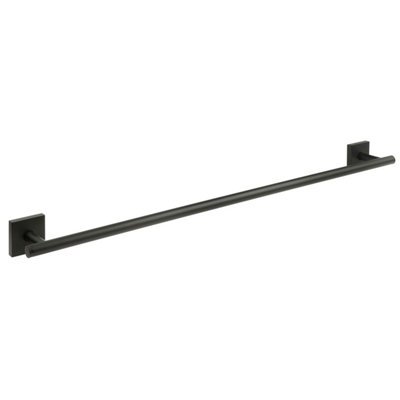 B&Q -  Matt Black Single Towel Rail 64.8Cm/25.5" Wall Mounted With Concealed Screws Bathroom Towel Holder