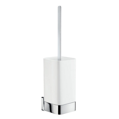 Smedbo Polished Chrome Mounted Toilet Brush And Porcelain Container from B&Q