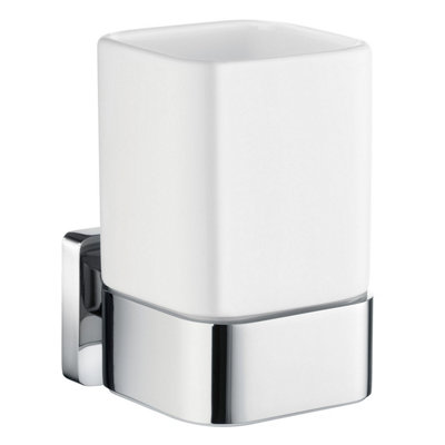 Smedbo Porcelain Tumbler With Polished Chrome Wall Mount Holder from B&Q