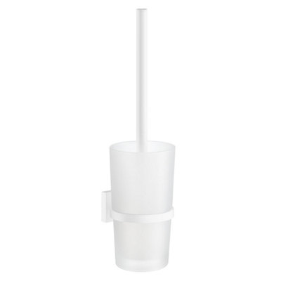 Smedbo Wall Mounted Toilet Brush And Frosted Glass Container from B&Q