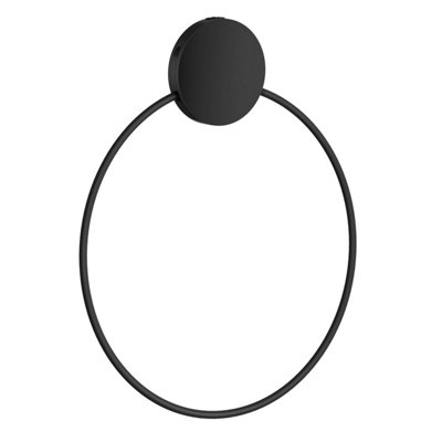 B&Q -  Matt Black Stainless Steel Towel Ring (W)17.2Cm Self Adhesive Wall Mounted Bathroom Towel Holder