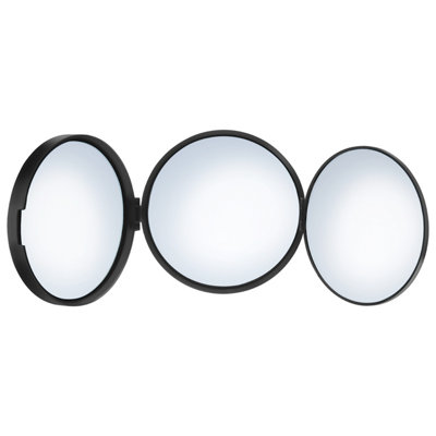 Smedbo Matt Black Triple Sided Foldable Portable Travel Mirror (100mm) With 1X 5X 12X Magnification For Makeup Shaving Or Grooming from B&Q