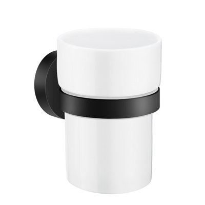 B&Q -  Porcelain Tumbler With Non Rust Brass Wall Mount Holder