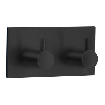 BeslagsbodenDouble Towel Hook. Black. Self-Adhesive. 90 X 45 mm. from B&Q