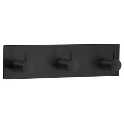 BeslagsbodenTriple Hook. Black. Self-Adhesive. 180 X 45 mm. from B&Q