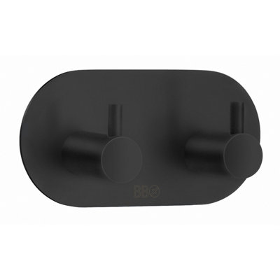 BeslagsbodenDouble Towel Hook. Black Stainless Steel. Self-Adhesive. from B&Q