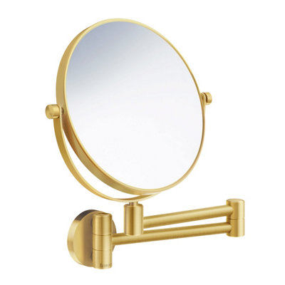 Smedbo Brushed Brass Double Sided MirrorWall Mounted Extendable Swing Arm Swivel 7X Magnification Bathroom Makeup Or Shaving from B&Q