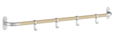 BeslagsbodenHook Rack In Matt Black. Round Bar In Beech. 4-Hooks from B&Q