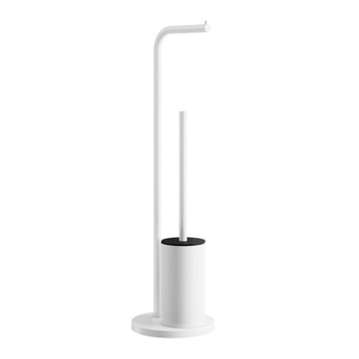 Beslagsboden Toilet Roll Holder And Toilet Brush Rust Resistant White Stainless Steel Freestanding Toilet Paper Stand from B&Q