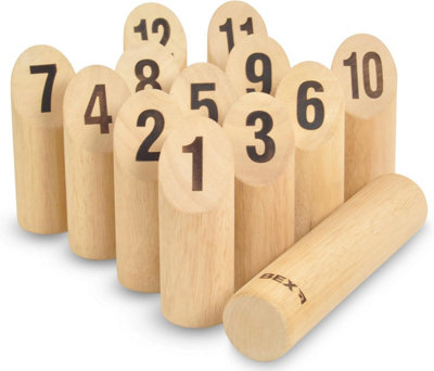  - Bex Number Kubb Skittles Garden Games  13 Pieces With Carry Bag Throwing Games For Families Kids & Adults