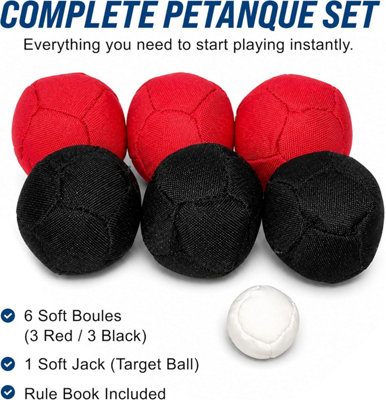  - Sunsport Soft Petanque Set 6 Boules Target Jack Tape & Rules French Boules Boccia Indoor & Outdoor Kids & Adults