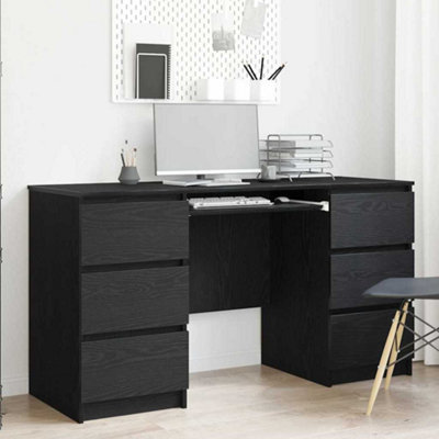 Berkfield Desks 2 Pcs Black Oak 140X50X76 Cm Engineered Wood