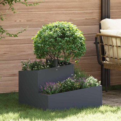 B&Q -  Garden Planter Anthracite 60 X 60 X 50 Cm Steel