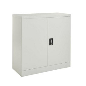 73CM Grey Stainless Steel Filing cabinet with 1 Shelf - 2 Door Lockable Filing Cabinet - Metal Office Storage Cupboard Organiser