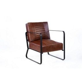 74 Cm Industrial Leather Chair - L58 x W66 x H74 cm