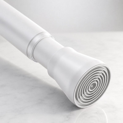  - Telescopic Tension Curtain Rod Spring Loaded Steel Pole White