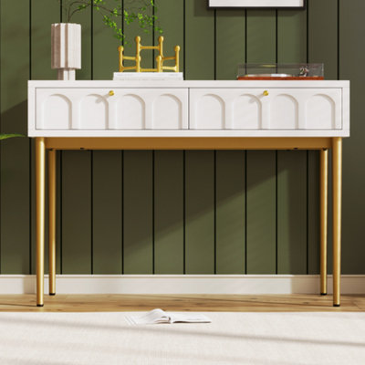 Abrihome Dressing Table With 2 DrawersHighboard Chest Of Drawers For BedroomCream White from B&Q