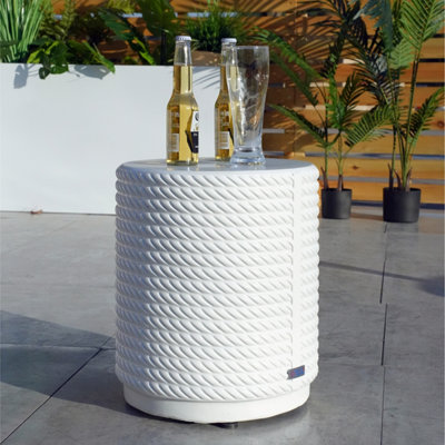 Abrihome Outdoor Garden Concrete Round Side TableWhite Bistro Table from B&Q