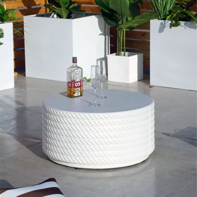 Abrihome Garden Concrete Round Coffee TableWhite Side Table For Outdoor Indoor from B&Q