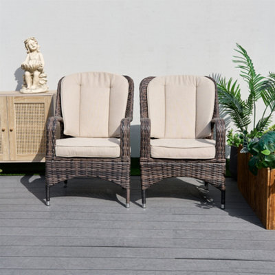 Abrihome 2-Piece Outdoor Pe Rattan Dining ChairsBrown from B&Q