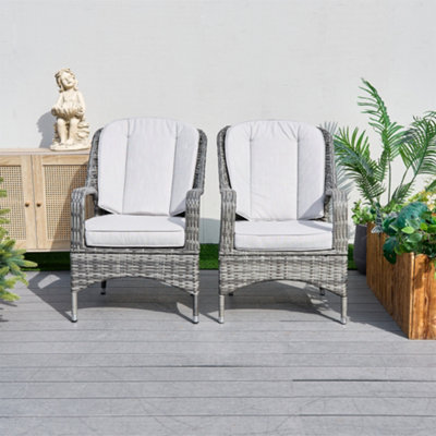 Abrihome 2-Piece Outdoor Pe Rattan Dining ChairsGrey from B&Q