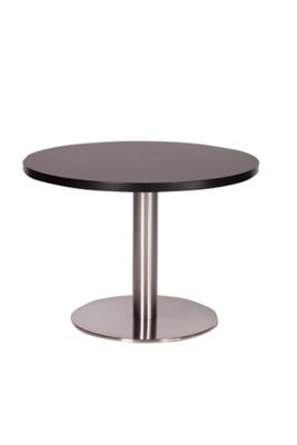  - Daniella Round Brushed Table Base Round Laminate Top Large Coffee Black 600mm Diameter Round