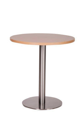  - Daniella Round Brushed Table Base Round Laminate Top Large Dining Beech 700mm Diameter Round