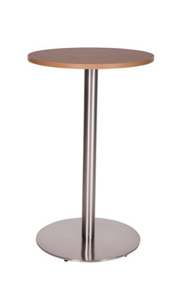  - Daniella Round Brushed Table Base Round Laminate Top Large Poseur Oak 600mm Diameter Round