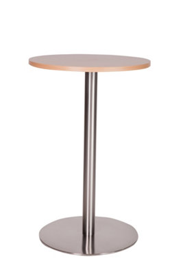  - Daniella Round Brushed Table Base Round Laminate Top Large Poseur Beech 600mm Diameter Round